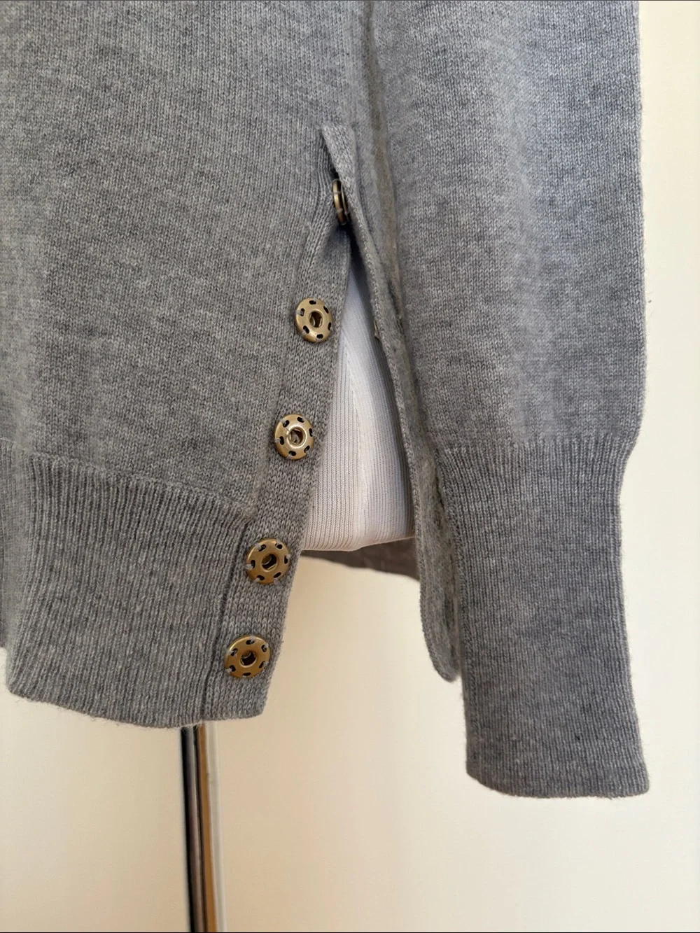 J. Crew Light Gray Cashmere Cowl Neck Sweater